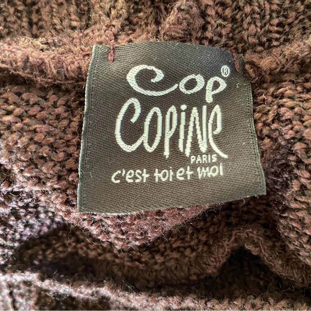 COP COPINE Paris Vintage Mock Turtleneck Knit Sweater Women's Deep Plum One-Size - Picture 13 of 16